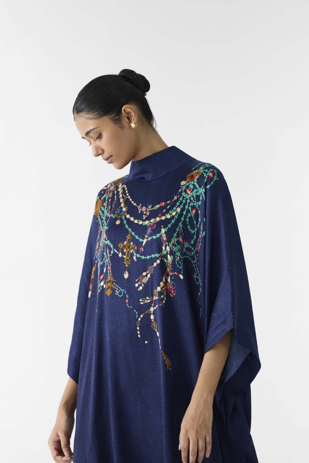Navy Maharani Round Collar Kimono (Freesize)