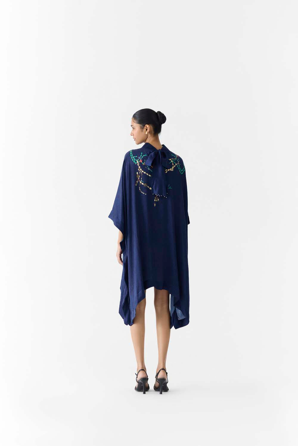 Navy Maharani Round Collar Kimono (Freesize)