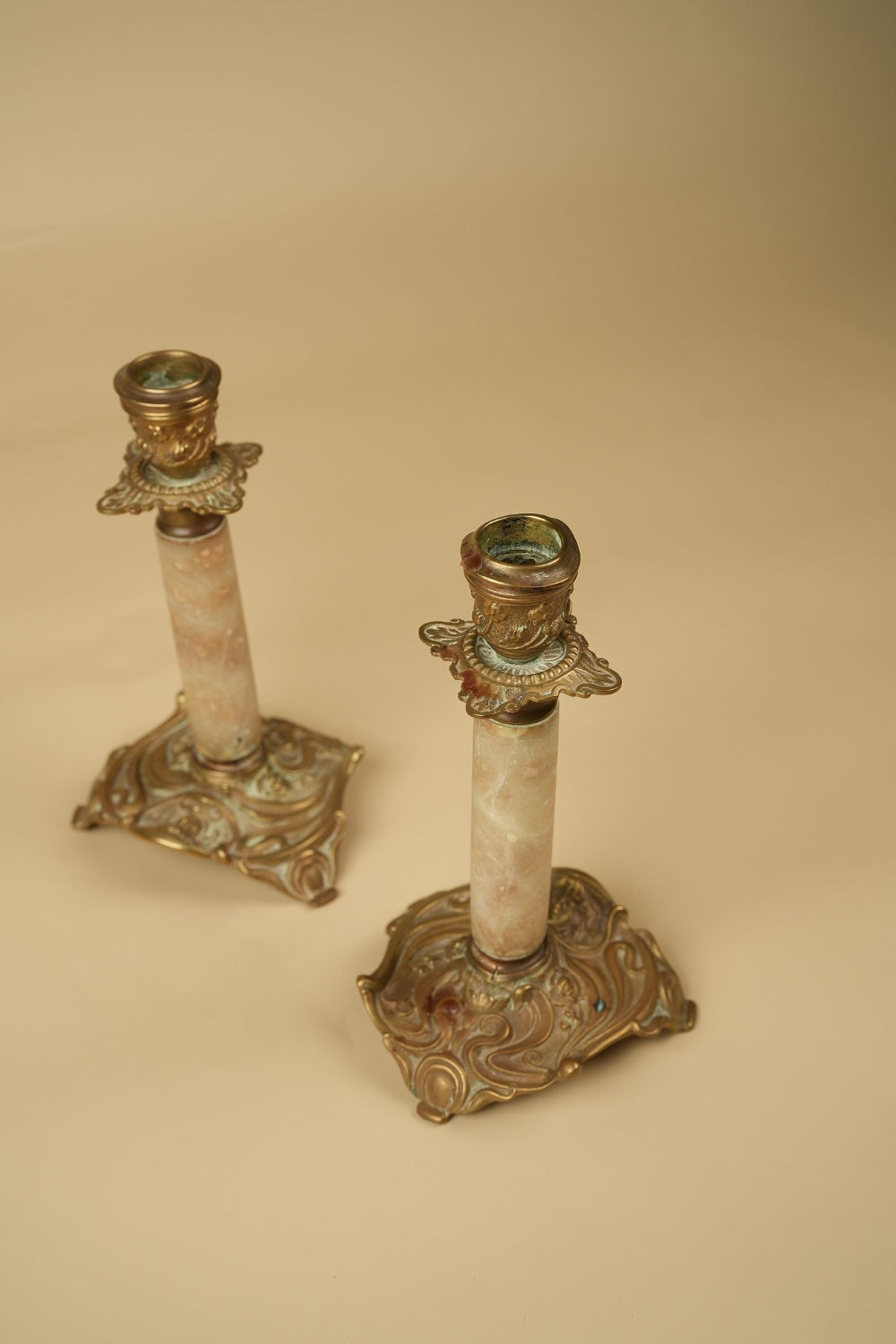 French Marble Candle Holders