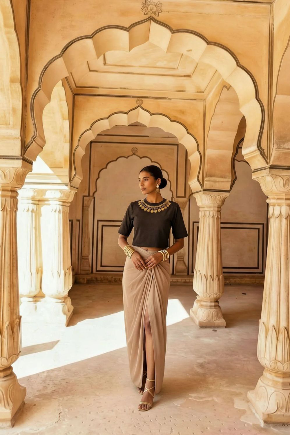 Maharani Haar Coin T-Shirt Brown