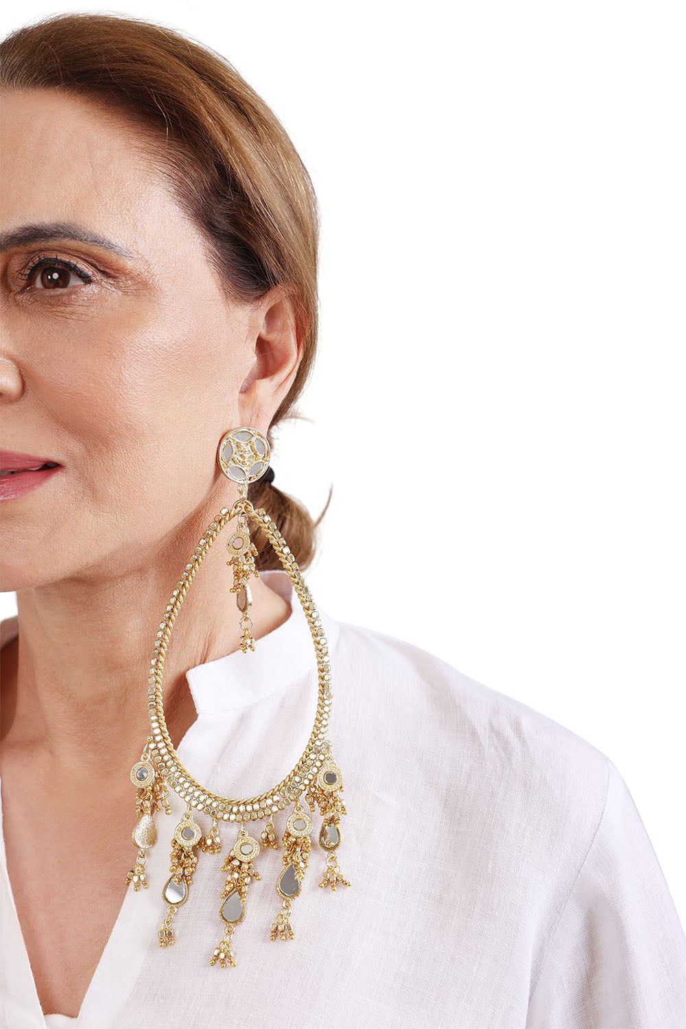 Gold Brass Metal Earrings