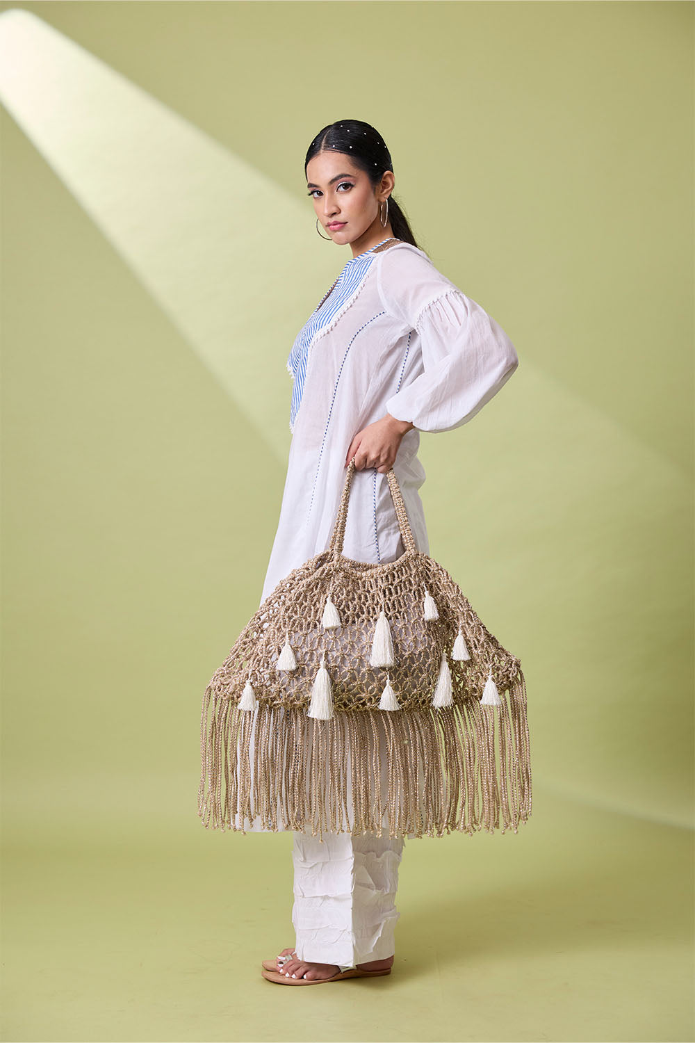 Bahama Silver Jute Jaali Tote
