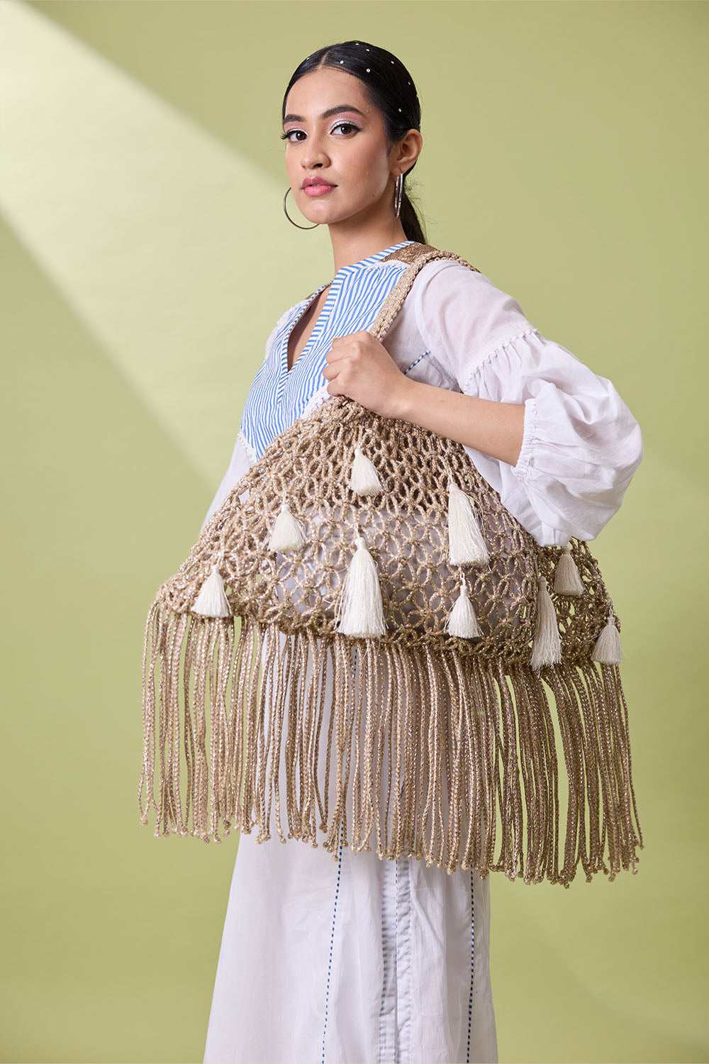 Bahama Silver Jute Jaali Tote