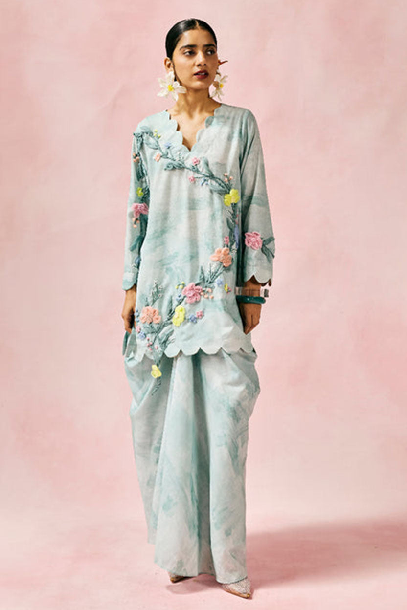 Applique Kurta & Skirt