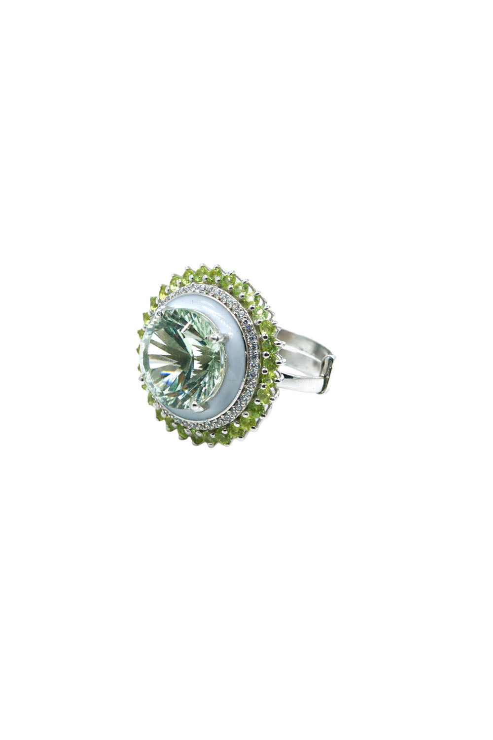 Green Fire Ring (Peridot and Green Amethyst)