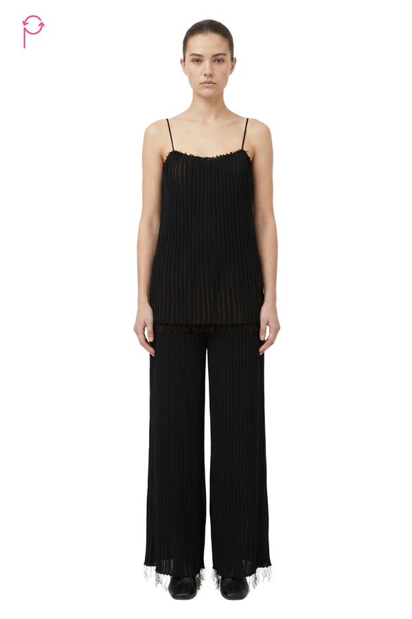 Preloved Black Lycra Mesh Cami Top & Pants Set
