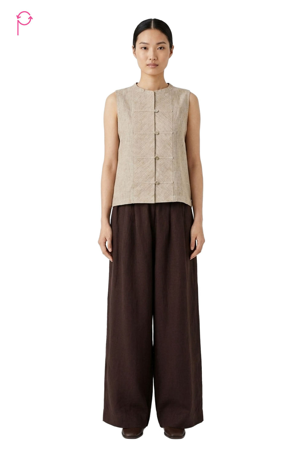 Preloved Linen Top & Wide Leg Pants Set