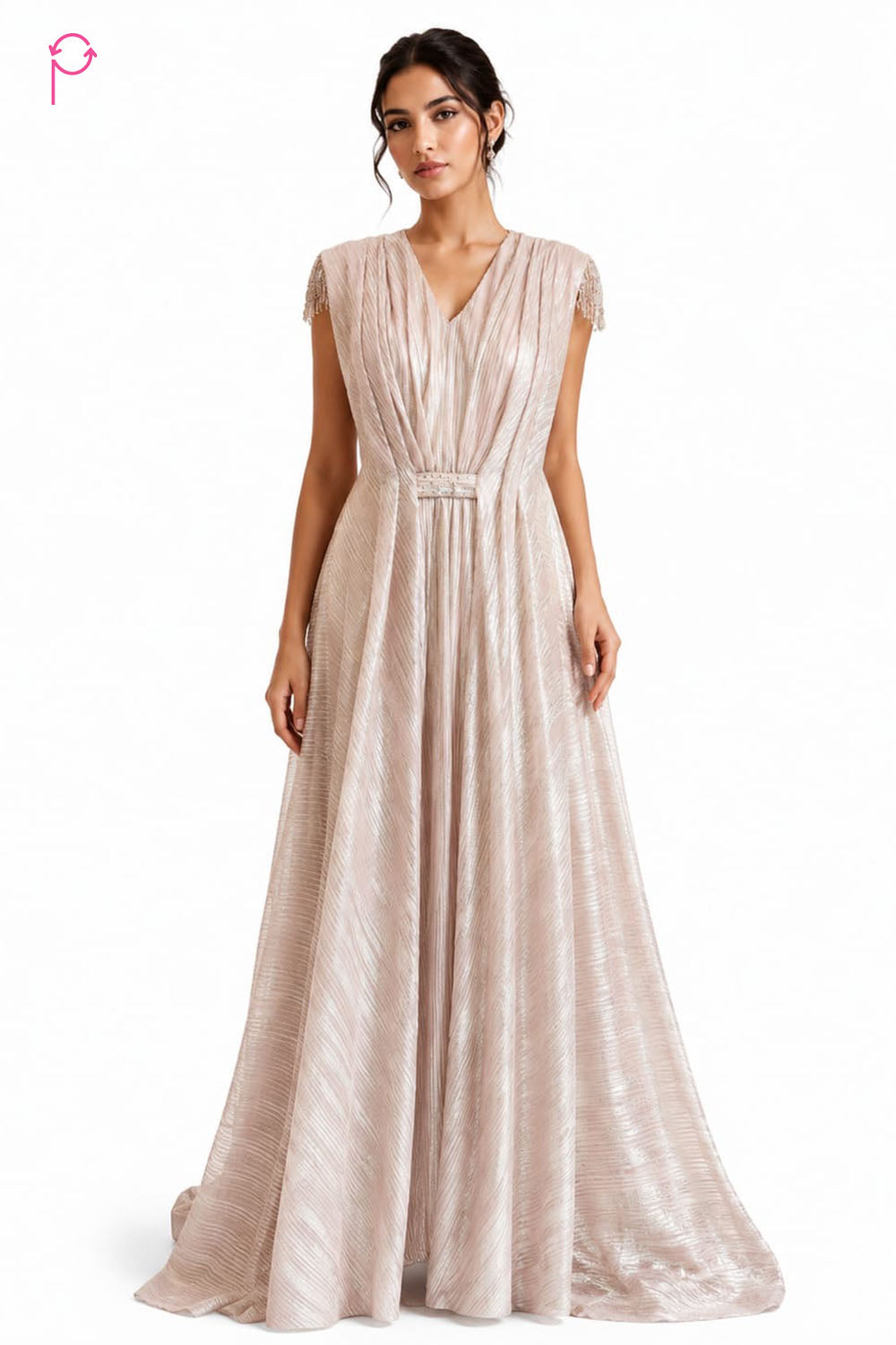 Preloved Blush Satin Shimmer Gown