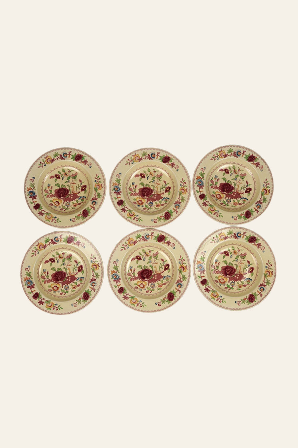 Preloved Set of 6 | Mason's Ironstone, Red 'Regency' Large Stew Bowls