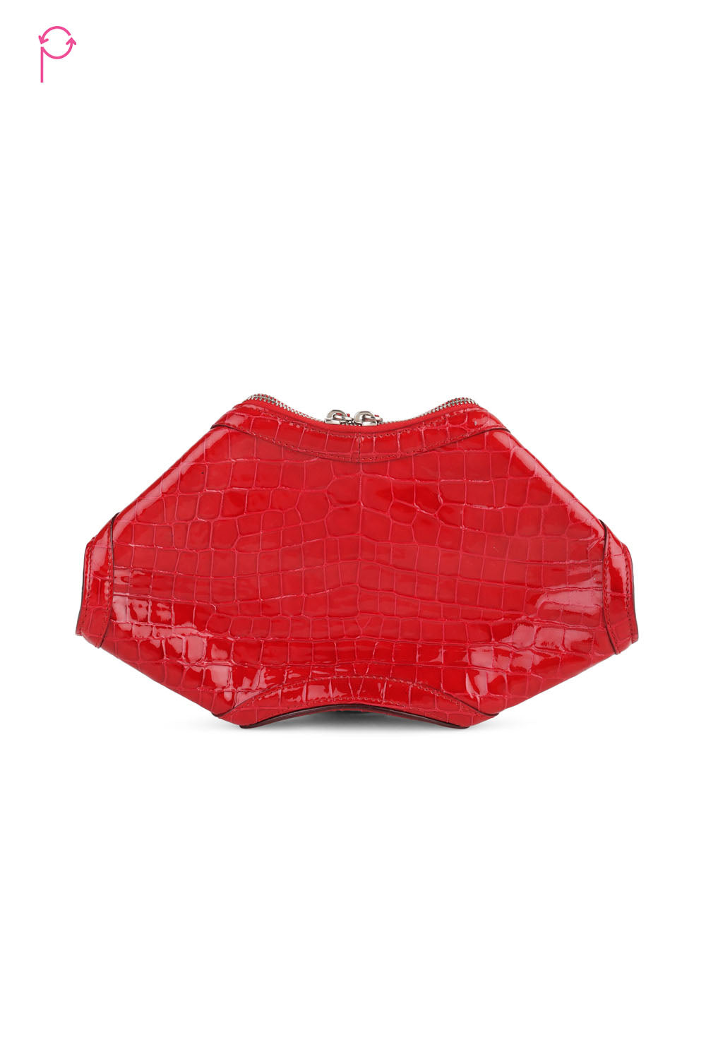 Preloved Demanta Small Croc Embossed Patent Deerskin Leather Clutch
