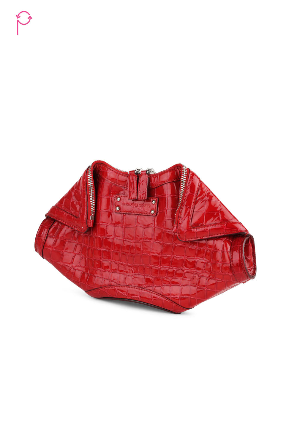 Preloved Demanta Small Croc Embossed Patent Deerskin Leather Clutch