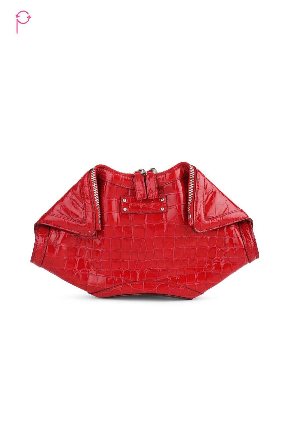 Preloved Demanta Small Croc Embossed Patent Deerskin Leather Clutch