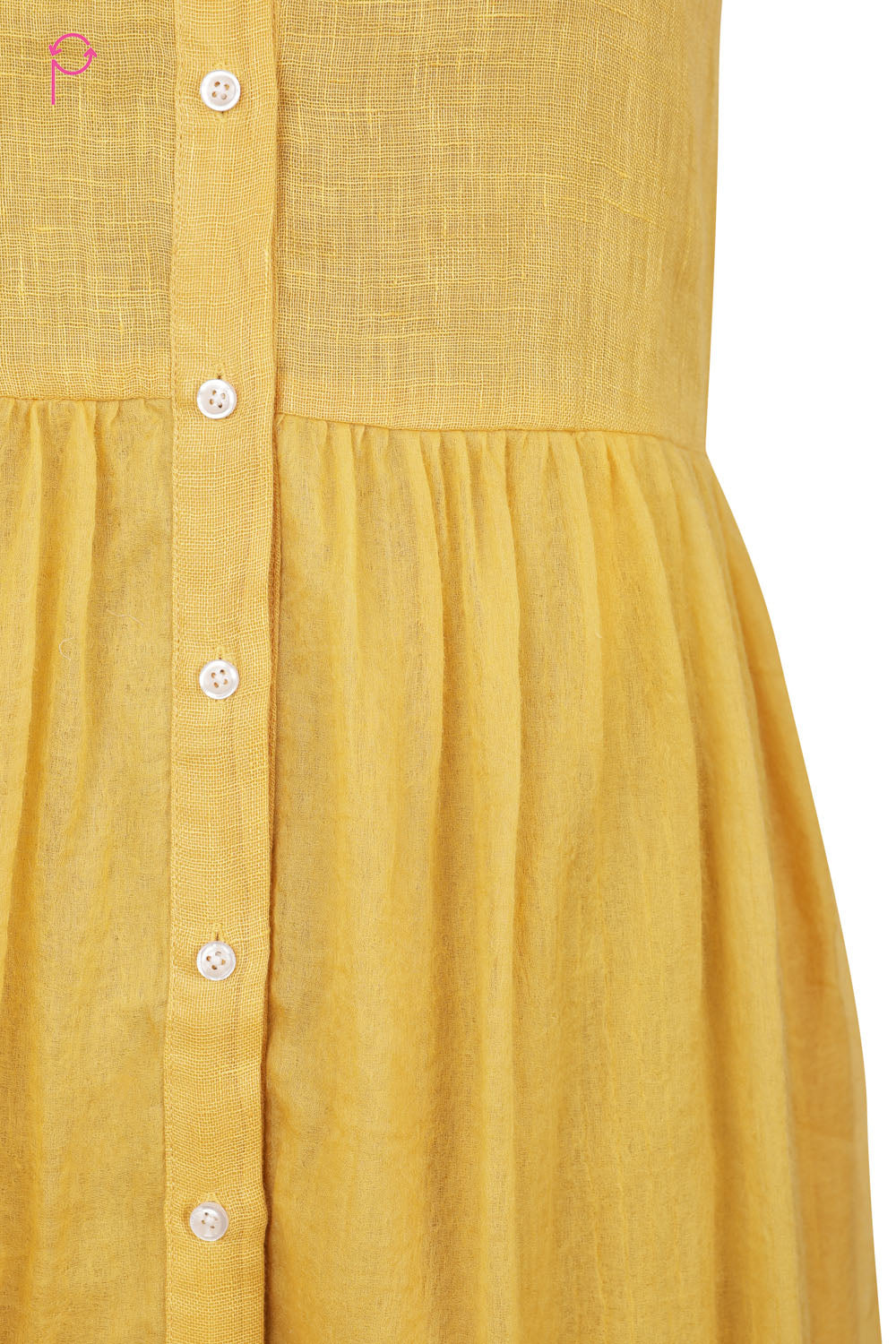 Preloved Yellow Linen & Cotton Fit-and-Flare Dress