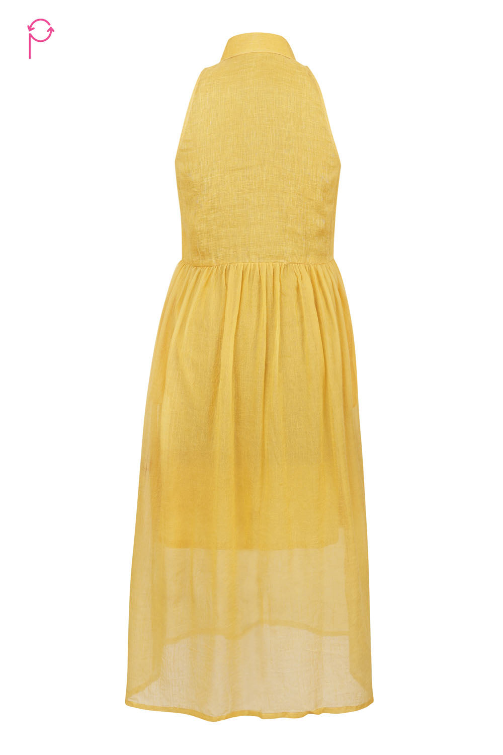 Preloved Yellow Linen & Cotton Fit-and-Flare Dress