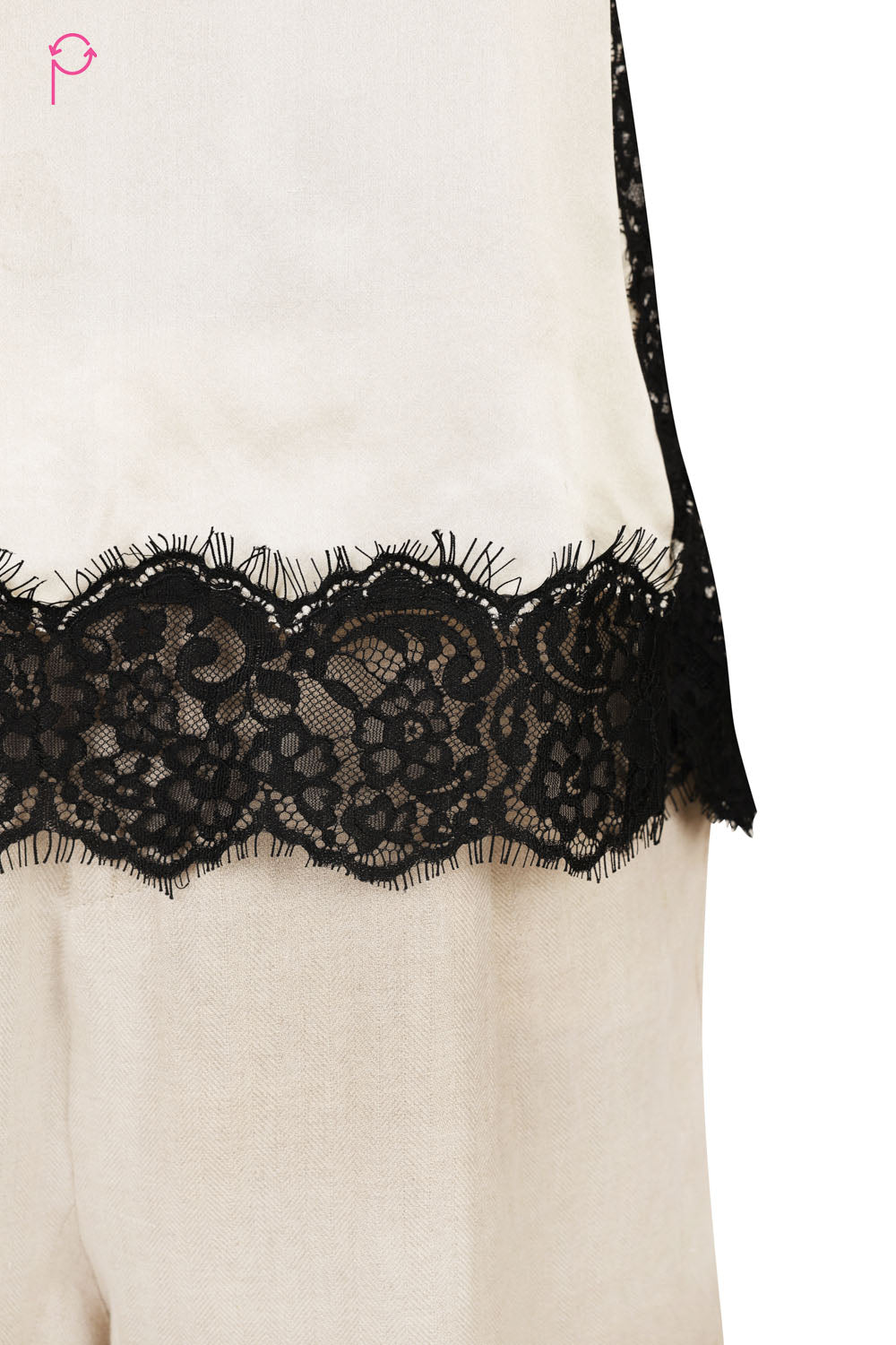 Preloved Lace Trim Satin Cami Top & Linen Shorts Set