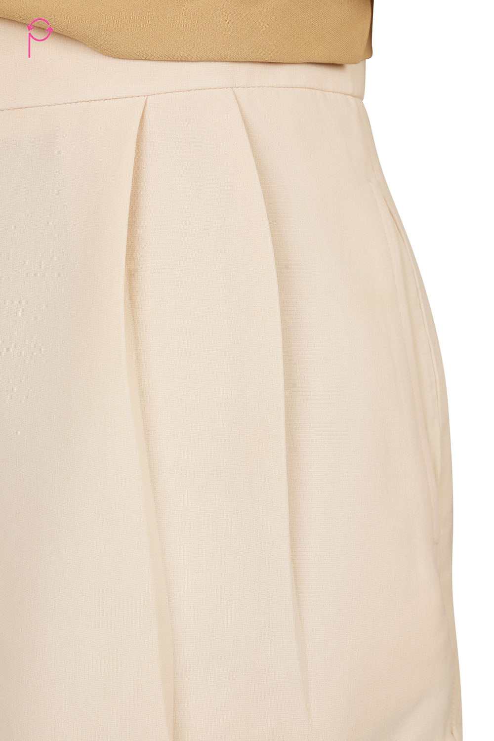 Preloved Beige Heavy Crepe Crop Top & Shorts Set