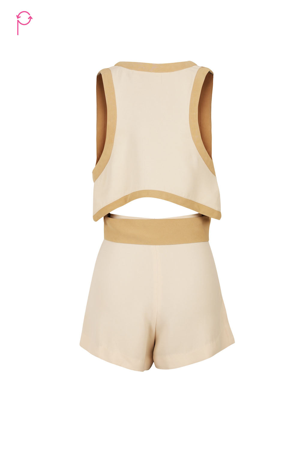 Preloved Beige Heavy Crepe Crop Top & Shorts Set