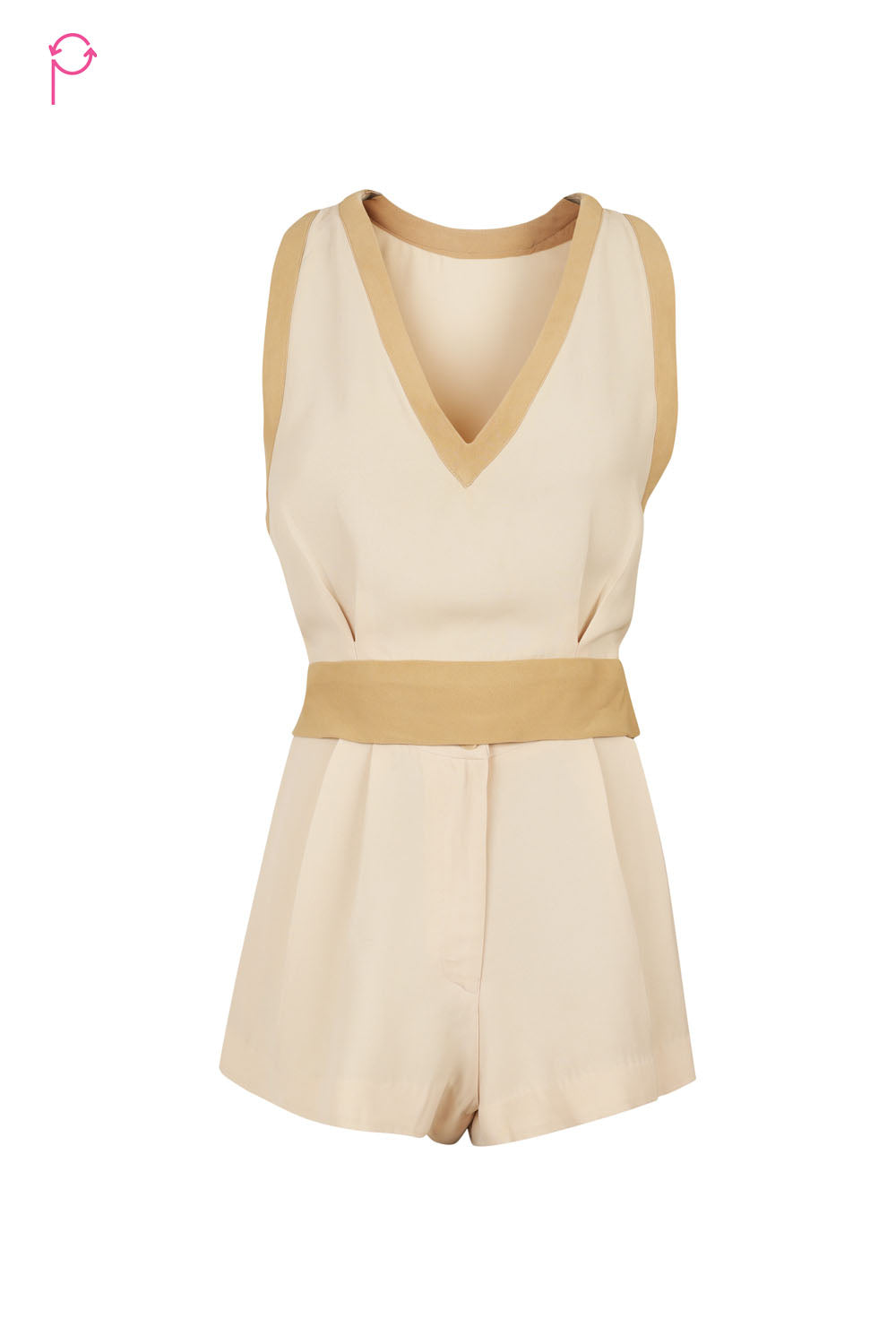 Preloved Beige Heavy Crepe Crop Top & Shorts Set
