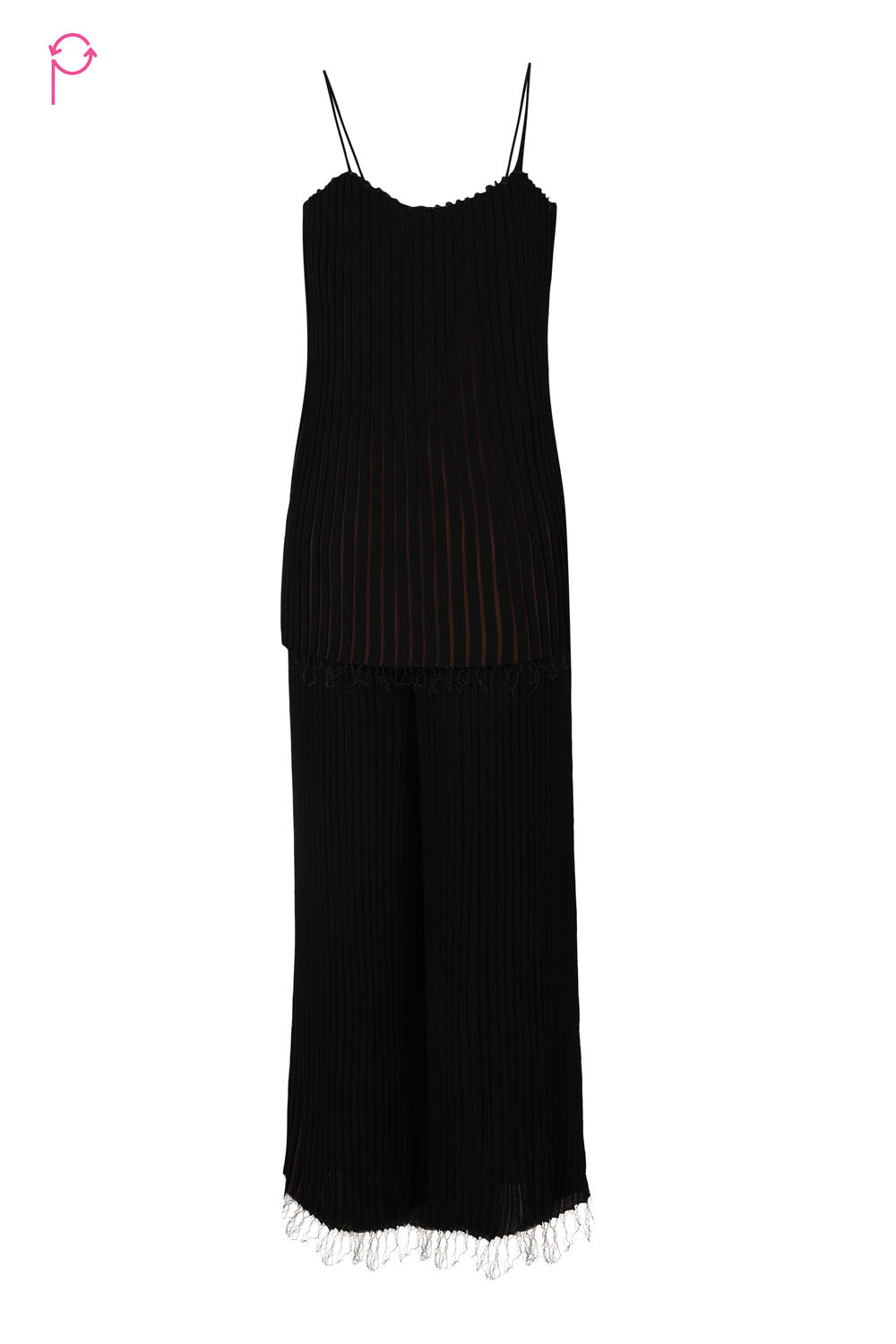 Preloved Black Lycra Mesh Cami Top & Pants Set