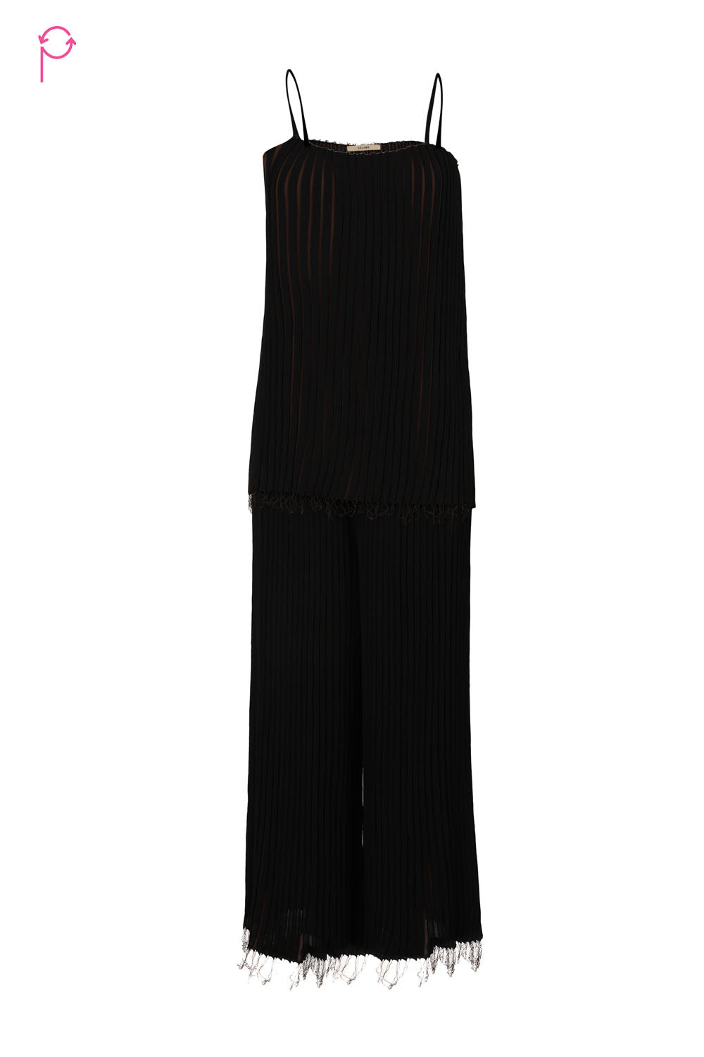Preloved Black Lycra Mesh Cami Top & Pants Set