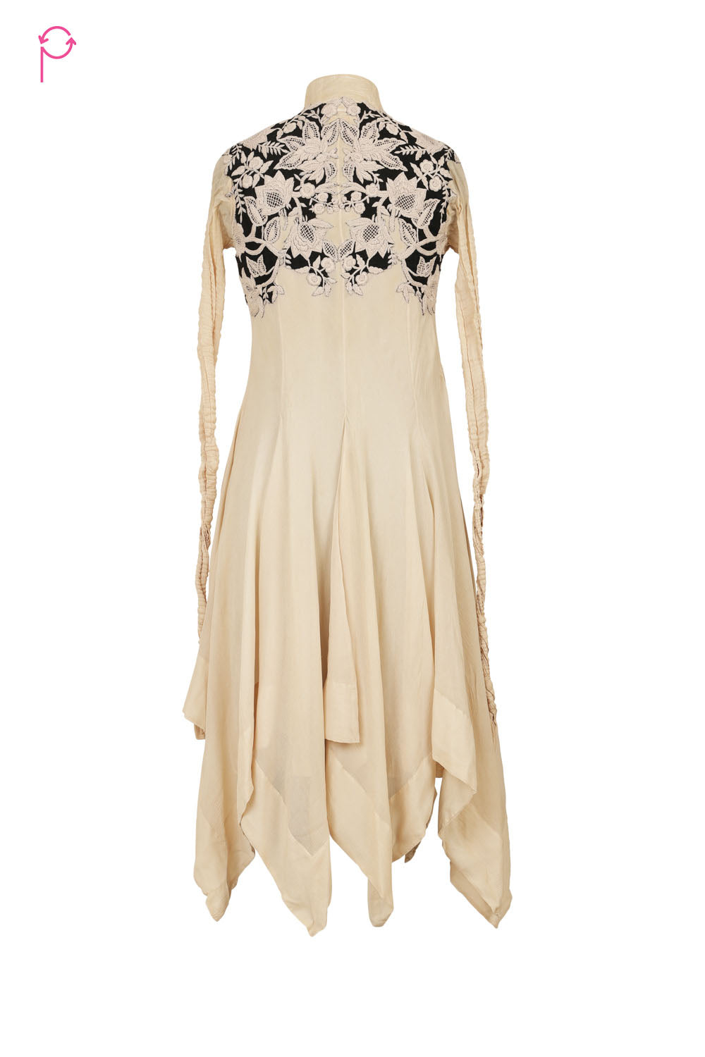 Preloved Ivory Embroidered Handkerchief Hem Dress