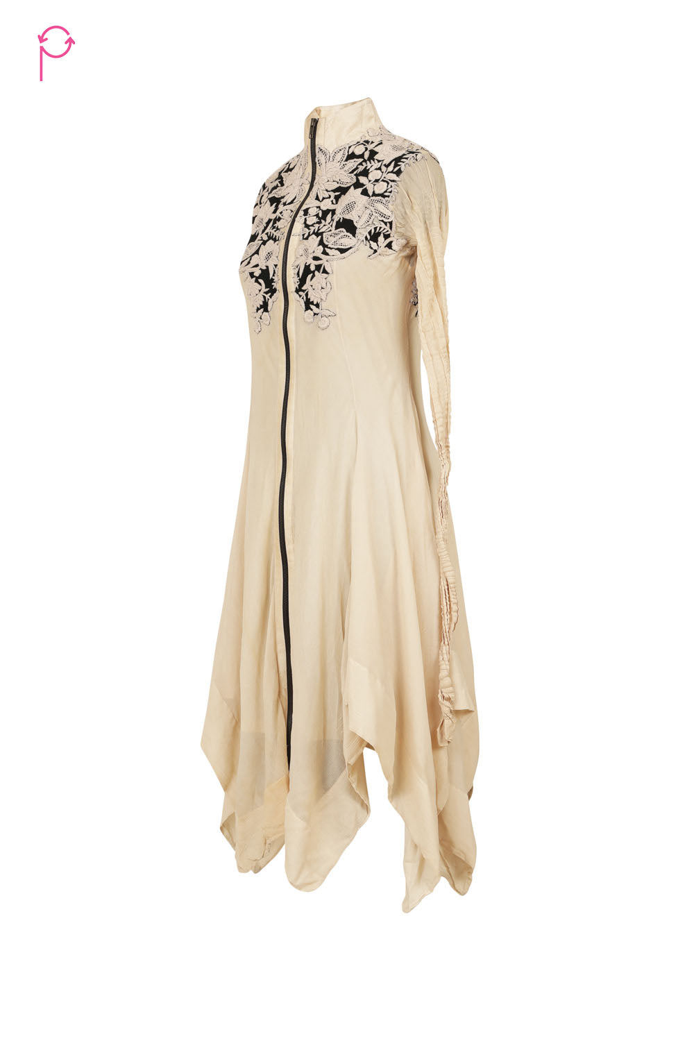 Preloved Ivory Embroidered Handkerchief Hem Dress