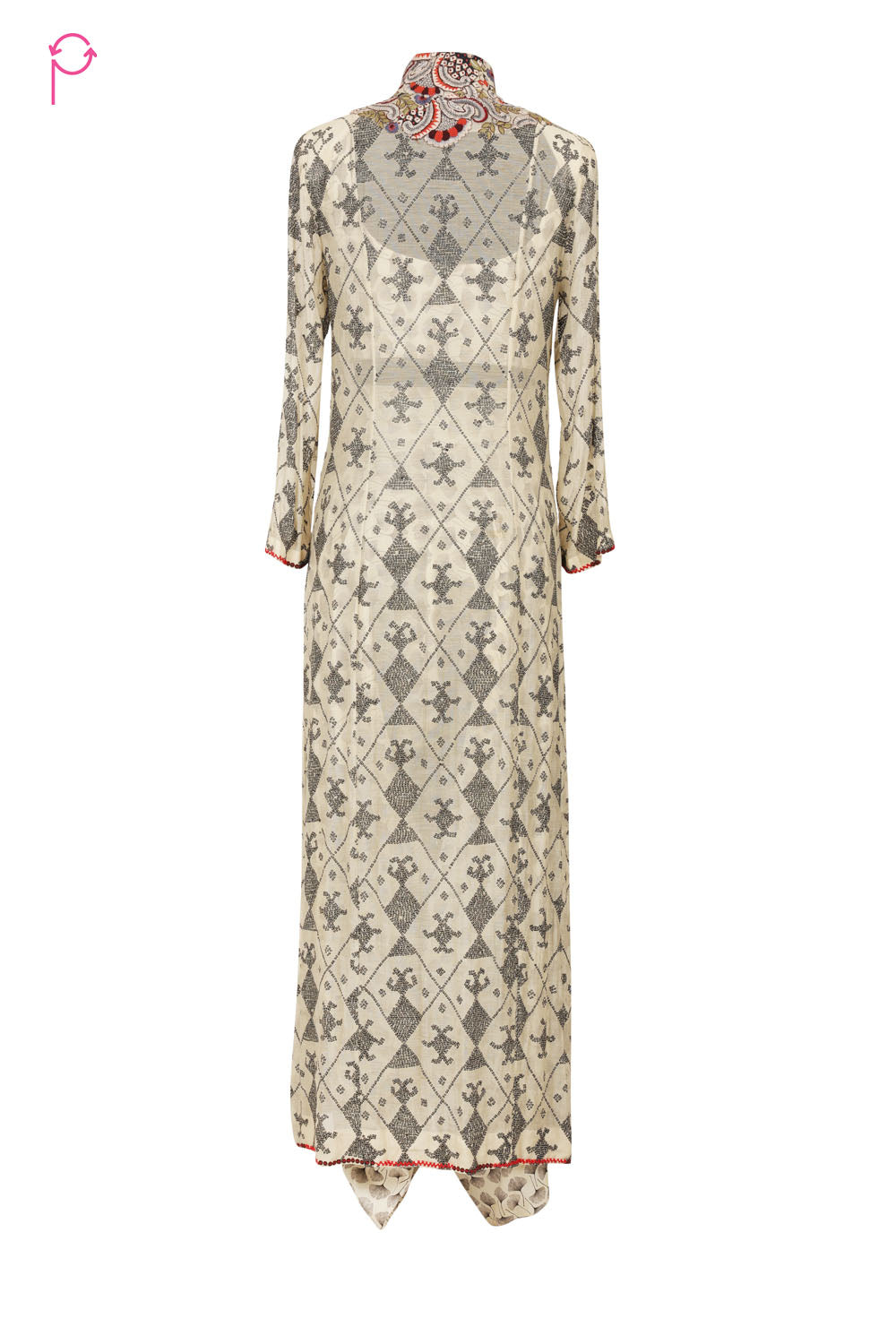 Preloved Ivory Printed Co-ord Set with Long Jacket