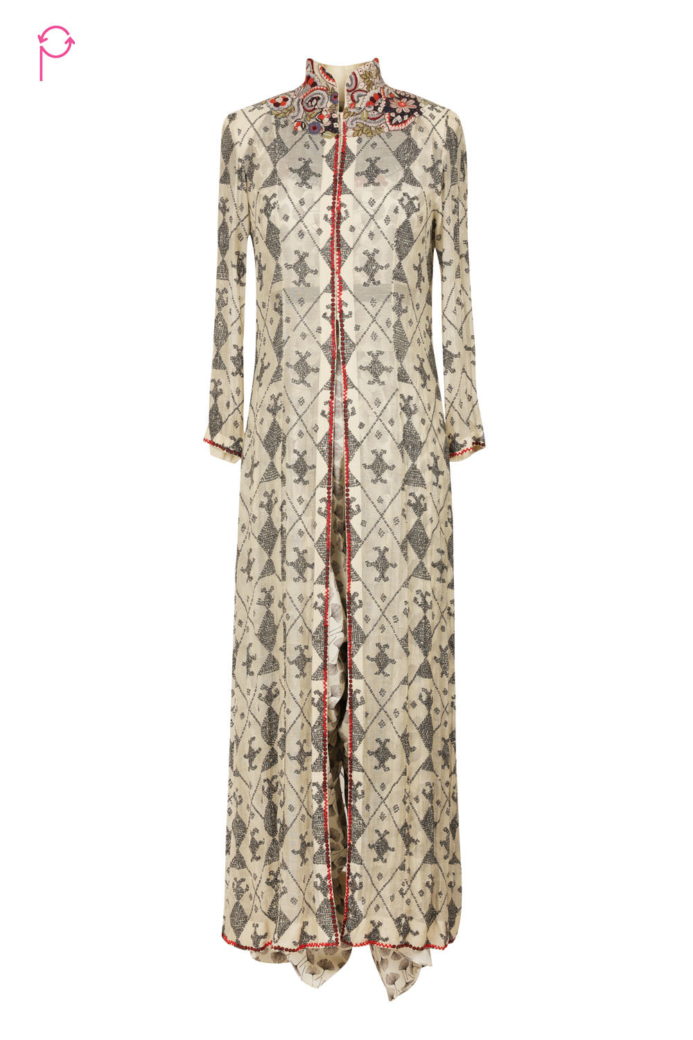 Preloved Ivory Printed Co-ord Set with Long Jacket