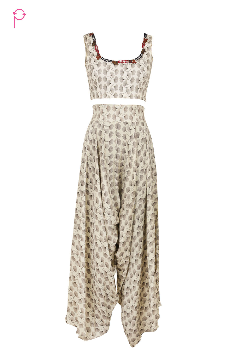 Preloved Ivory Printed Co-ord Set with Long Jacket