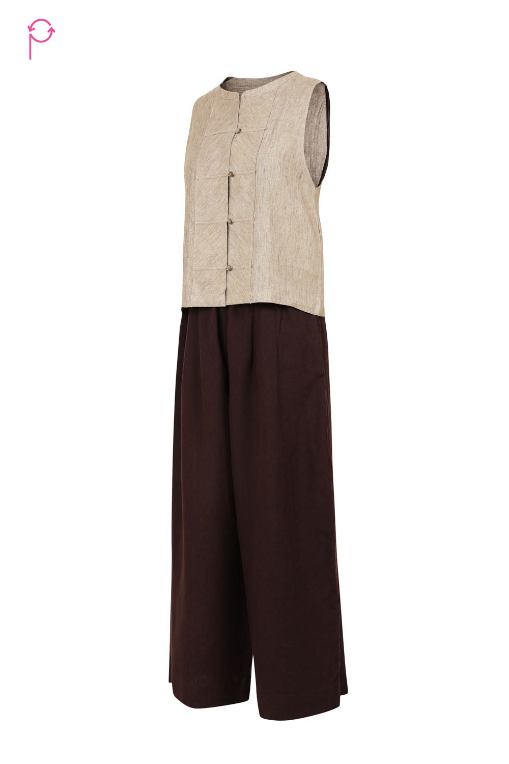 Preloved Linen Top & Wide Leg Pants Set