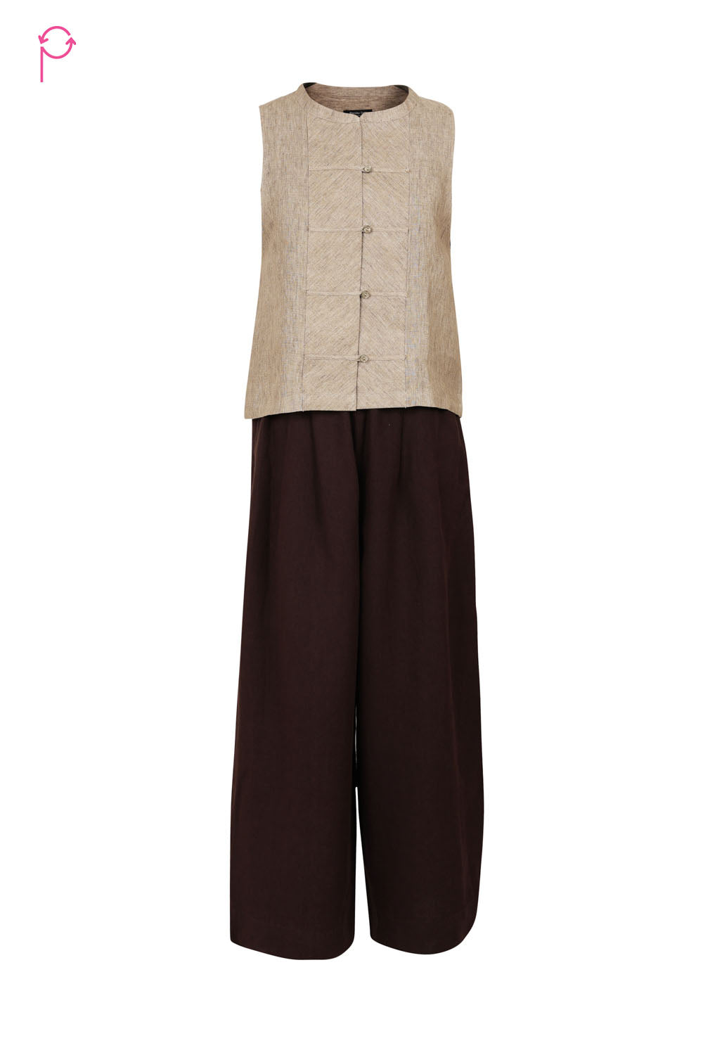 Preloved Linen Top & Wide Leg Pants Set