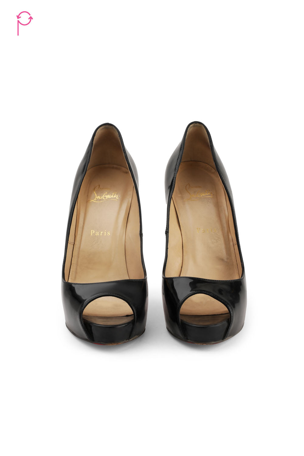 Preloved Black Patent Leather Peep Toe Heels