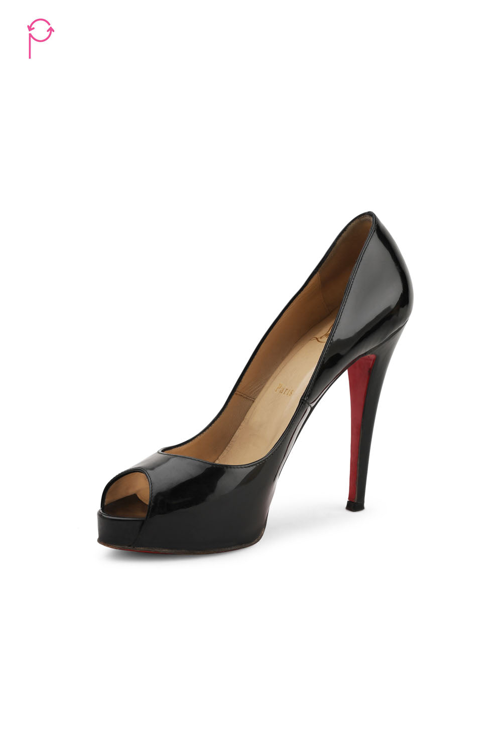 Preloved Black Patent Leather Peep Toe Heels