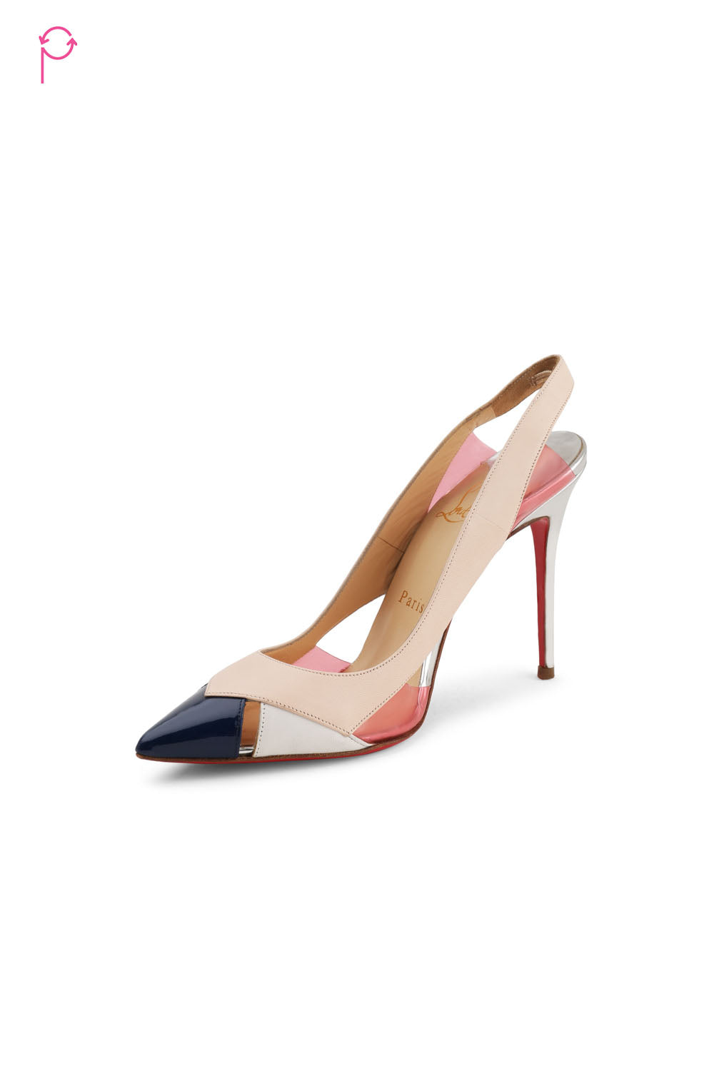 Preloved Tricolor Leather and Pvc Air Chance Slingback Pumps