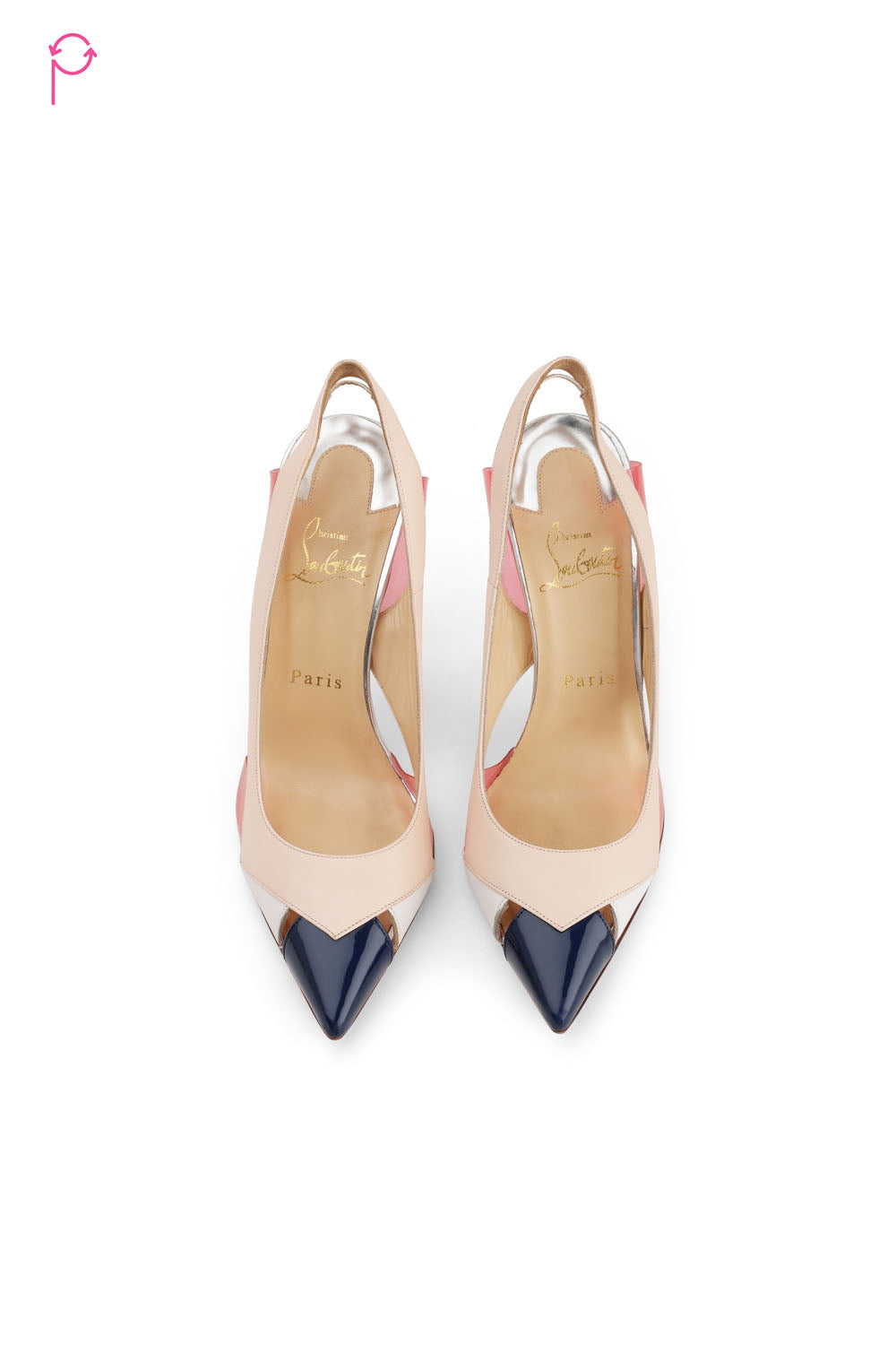 Preloved Tricolor Leather and Pvc Air Chance Slingback Pumps