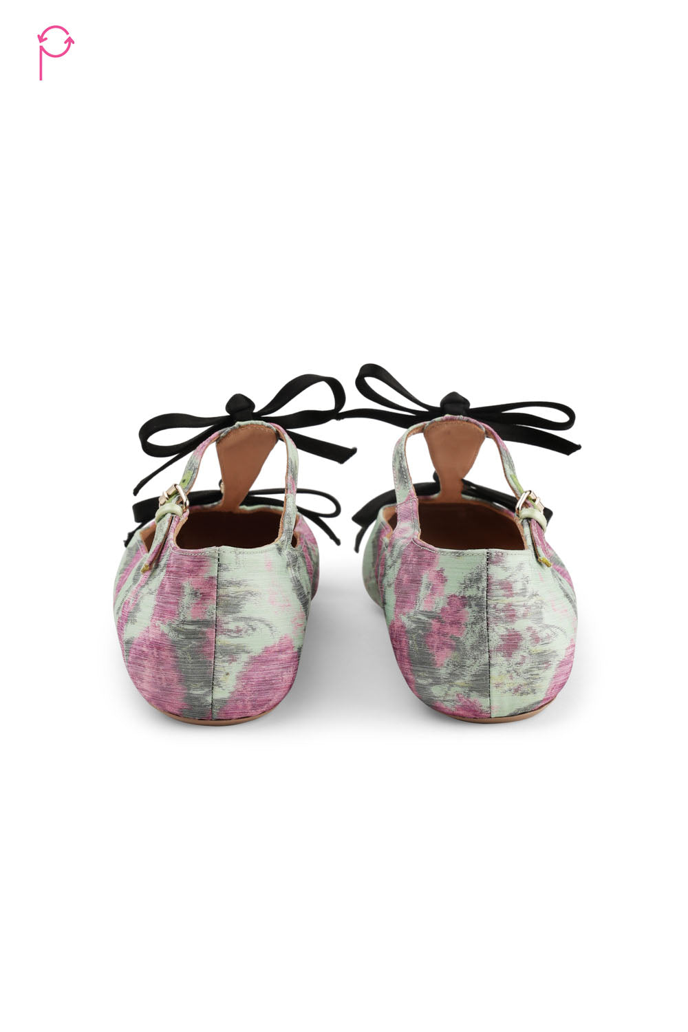 Preloved Rhinestone T-Strap Floral Satin Ballet Flat