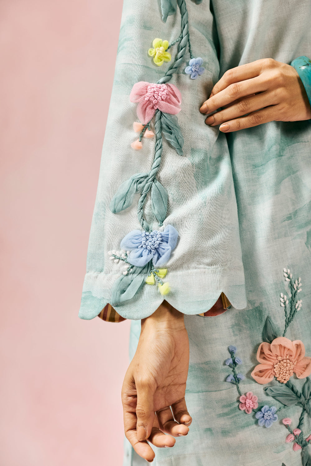 Applique Kurta & Skirt
