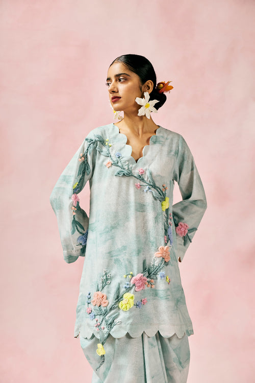 Applique Kurta & Skirt