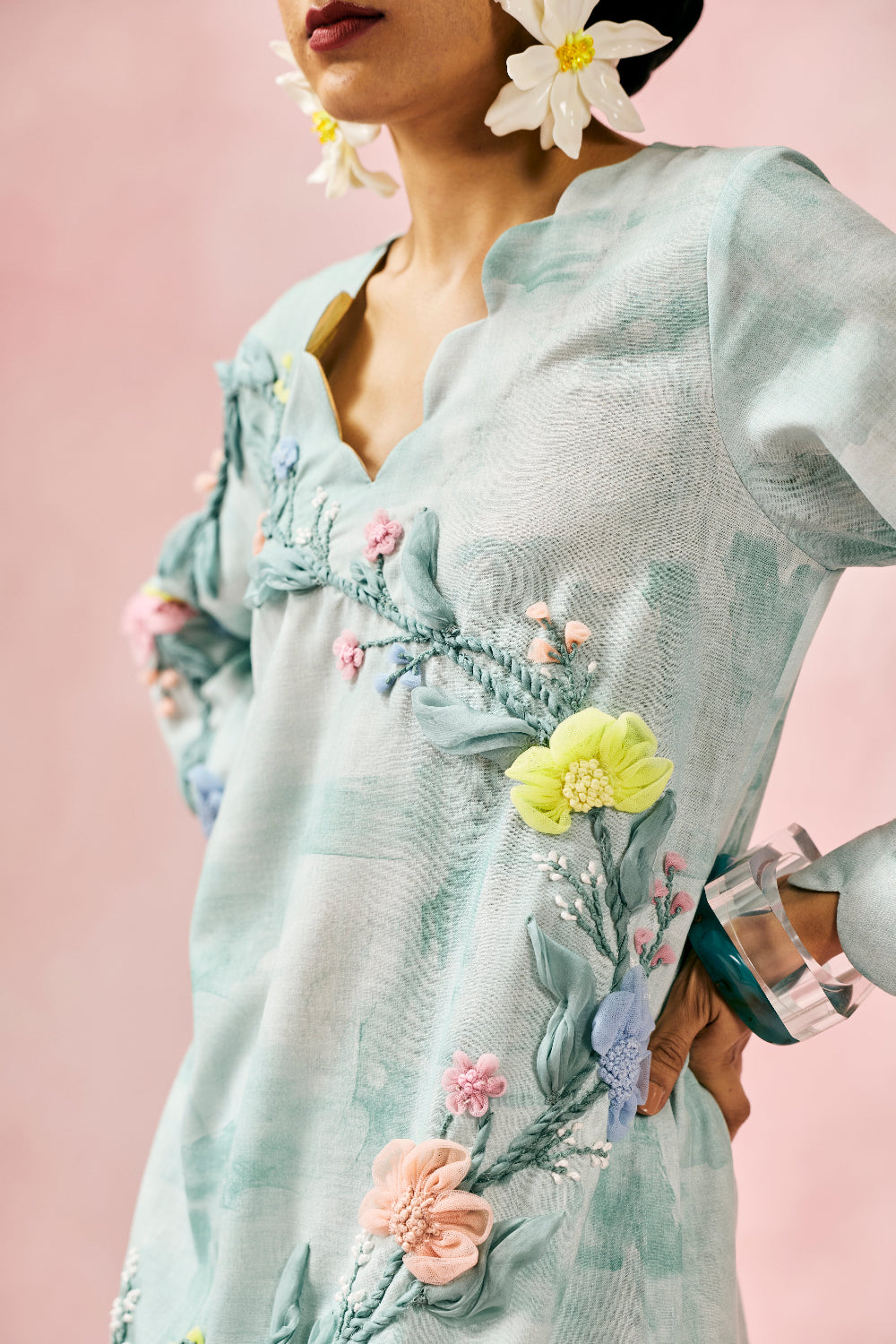 Applique Kurta & Skirt