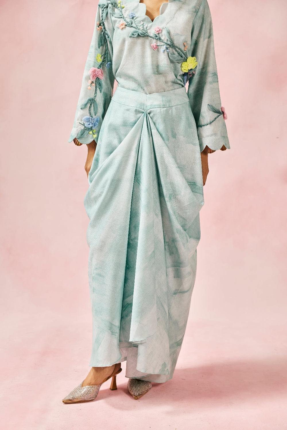 Applique Kurta & Skirt
