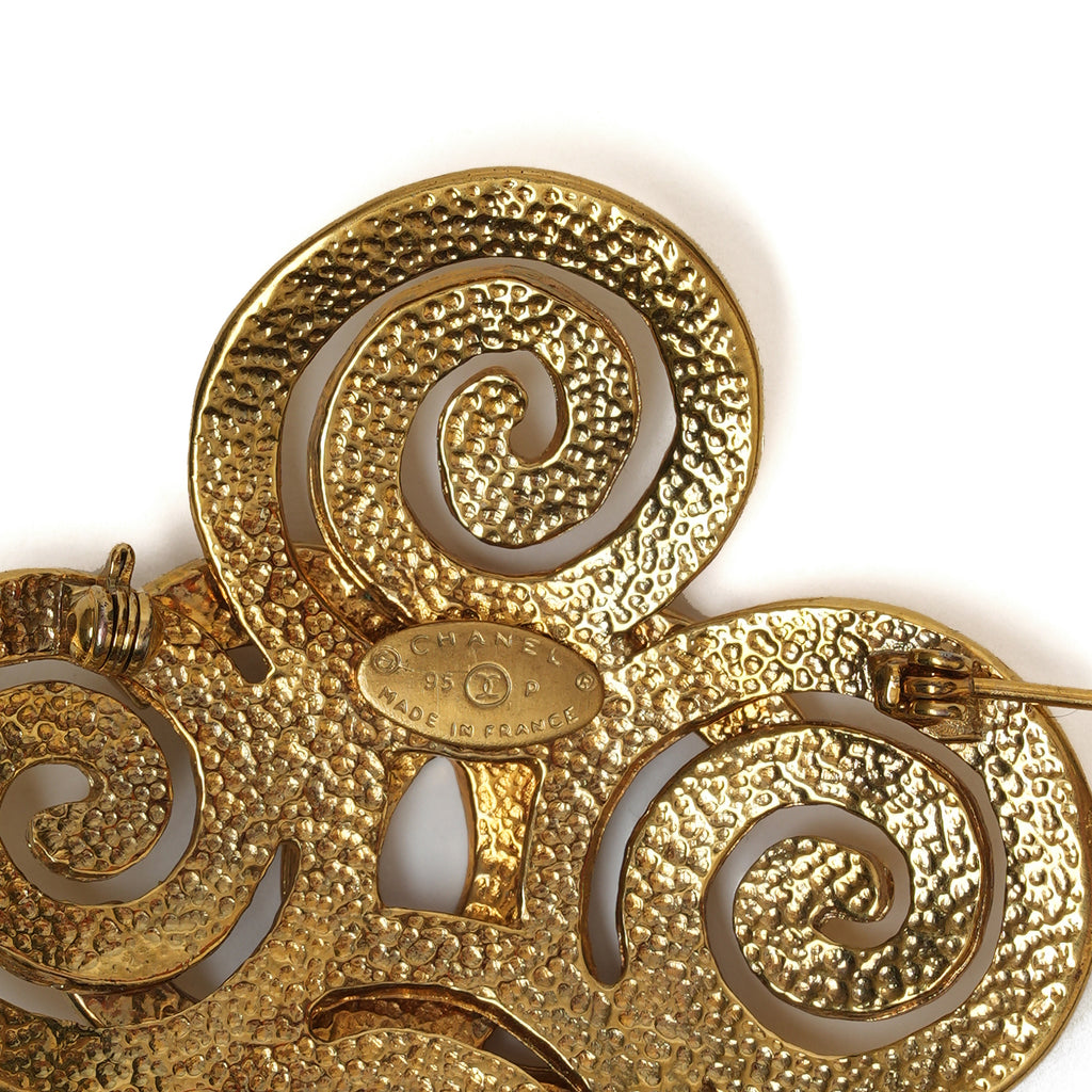 Vintage Chanel Twisted Flower CC Brooch