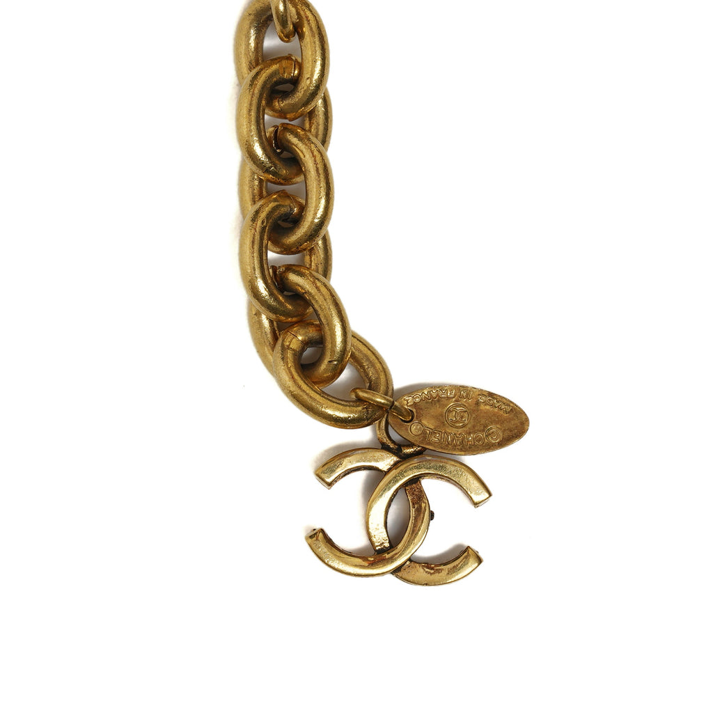 VINTAGE CHANEL QUILTED CC COCO PENDANT NECKLACE