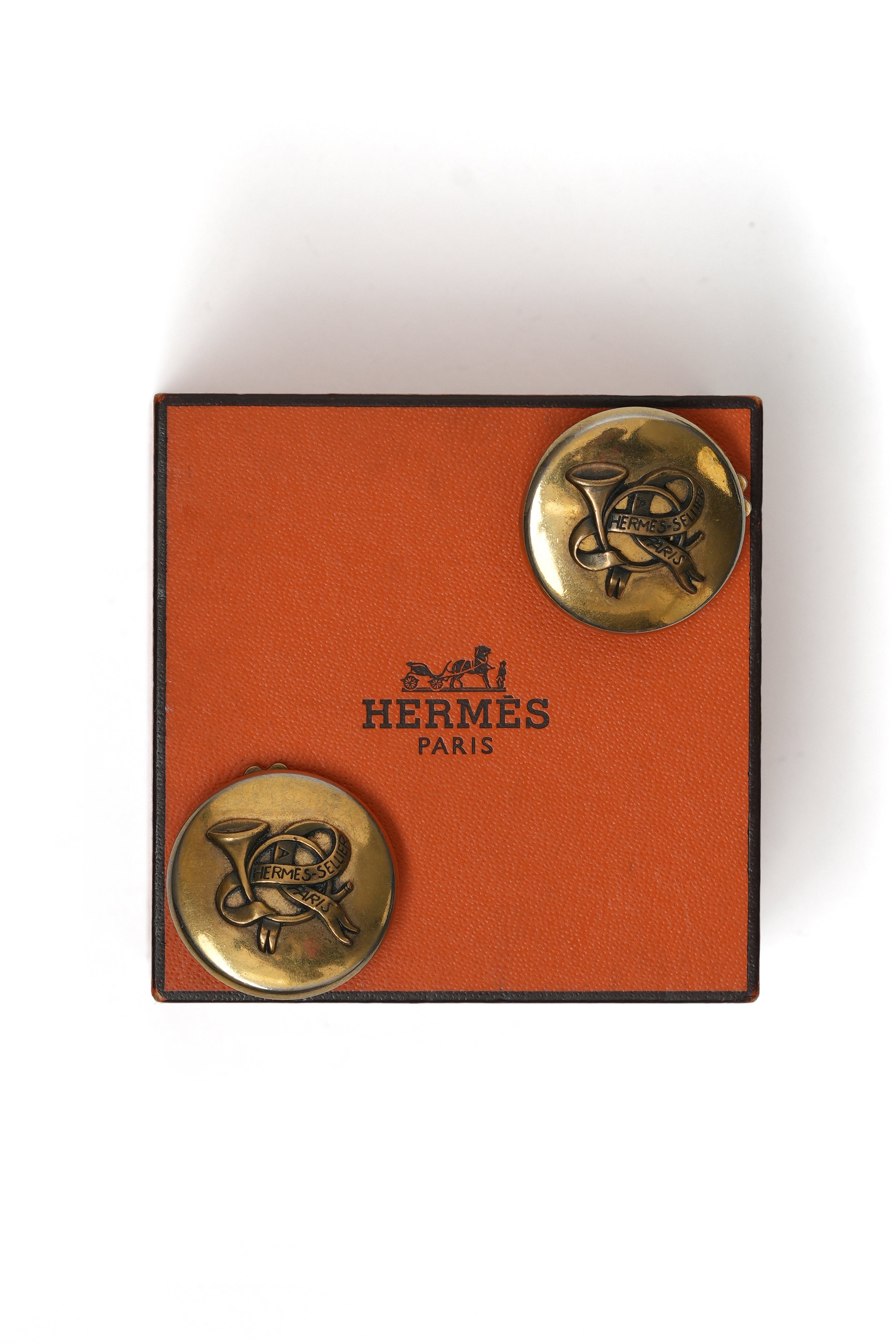 Vintage Hermes Coin Button Earrings