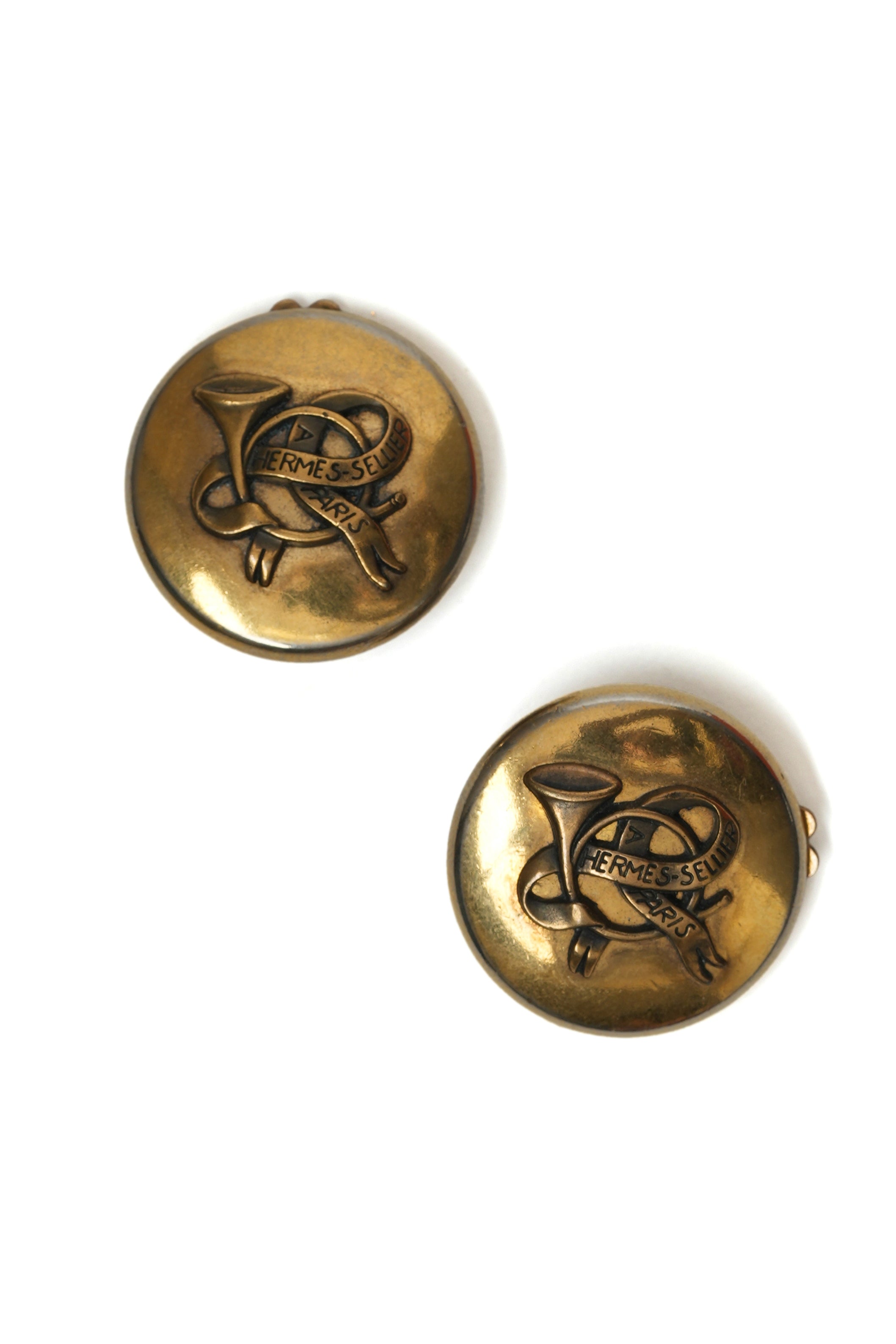 Vintage Hermes Coin Button Earrings