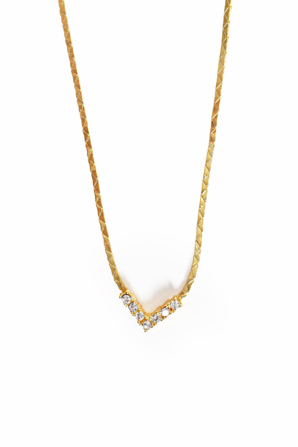 Vintage Christian Dior Crystal V Pendant Necklace