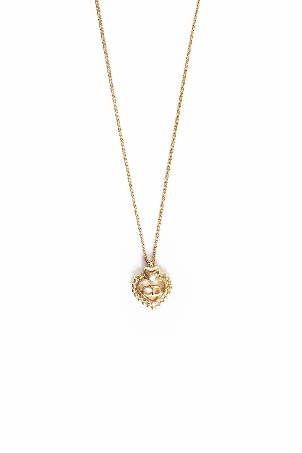 Vintage Dior Heart CD Logo Necklace