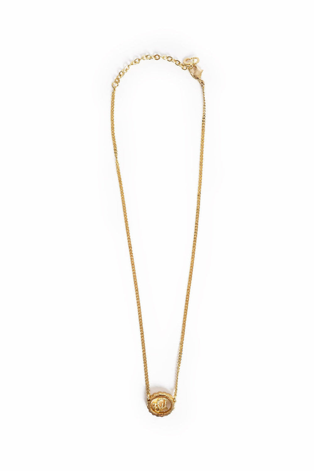 Vintage Dior Rhinestone Dior Logo Circular Pendant Necklace