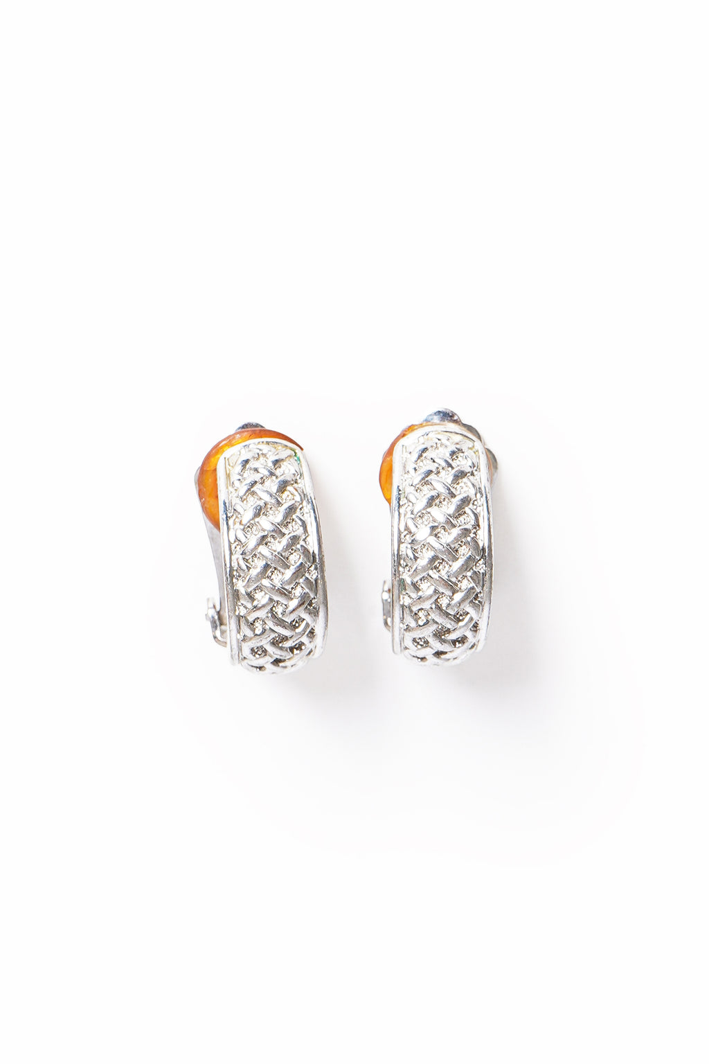 Vintage Christian Dior Textured Basketweave Hoop Earrings