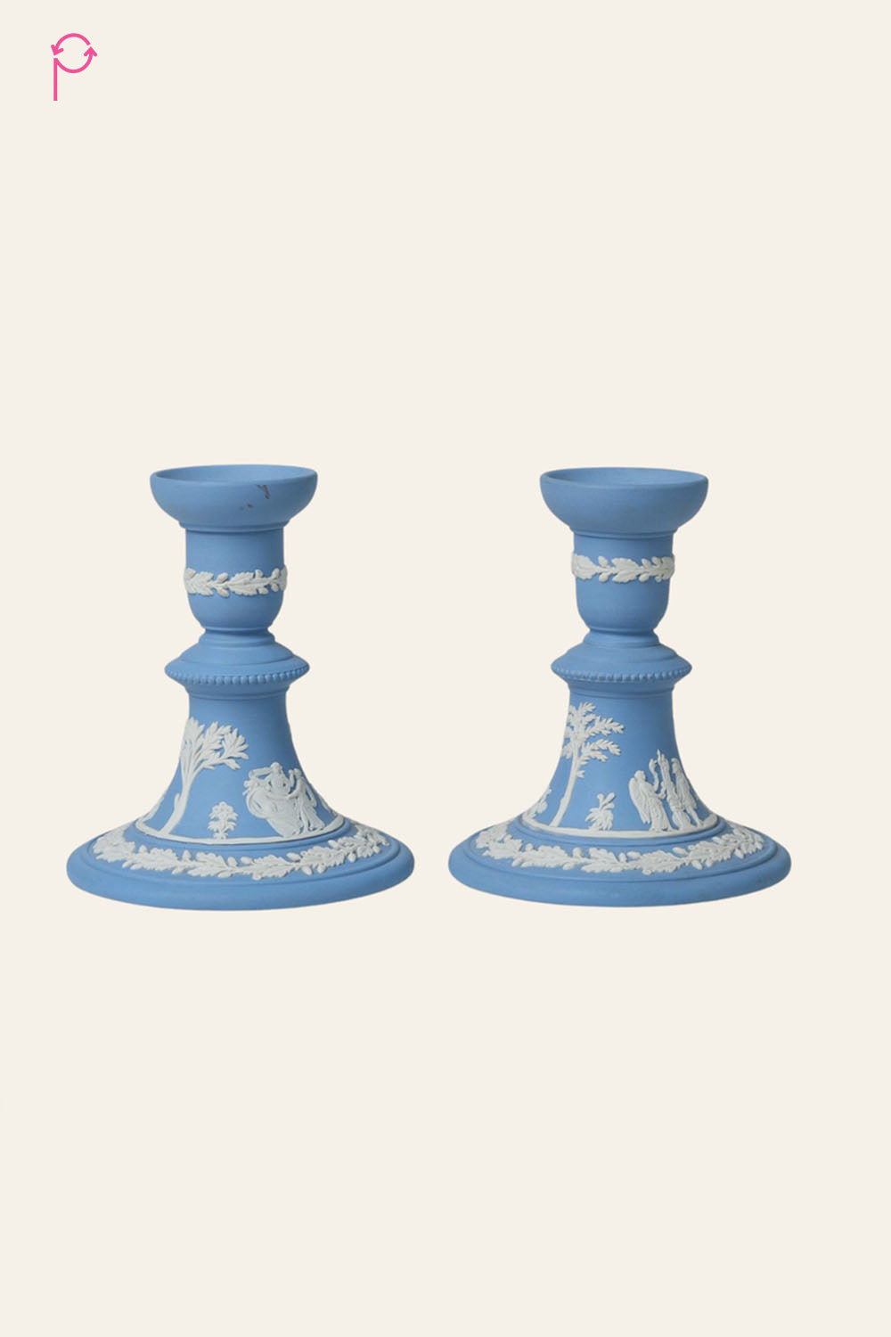 Preloved Vintage Wedgewood Candle Stands With Intricate Design