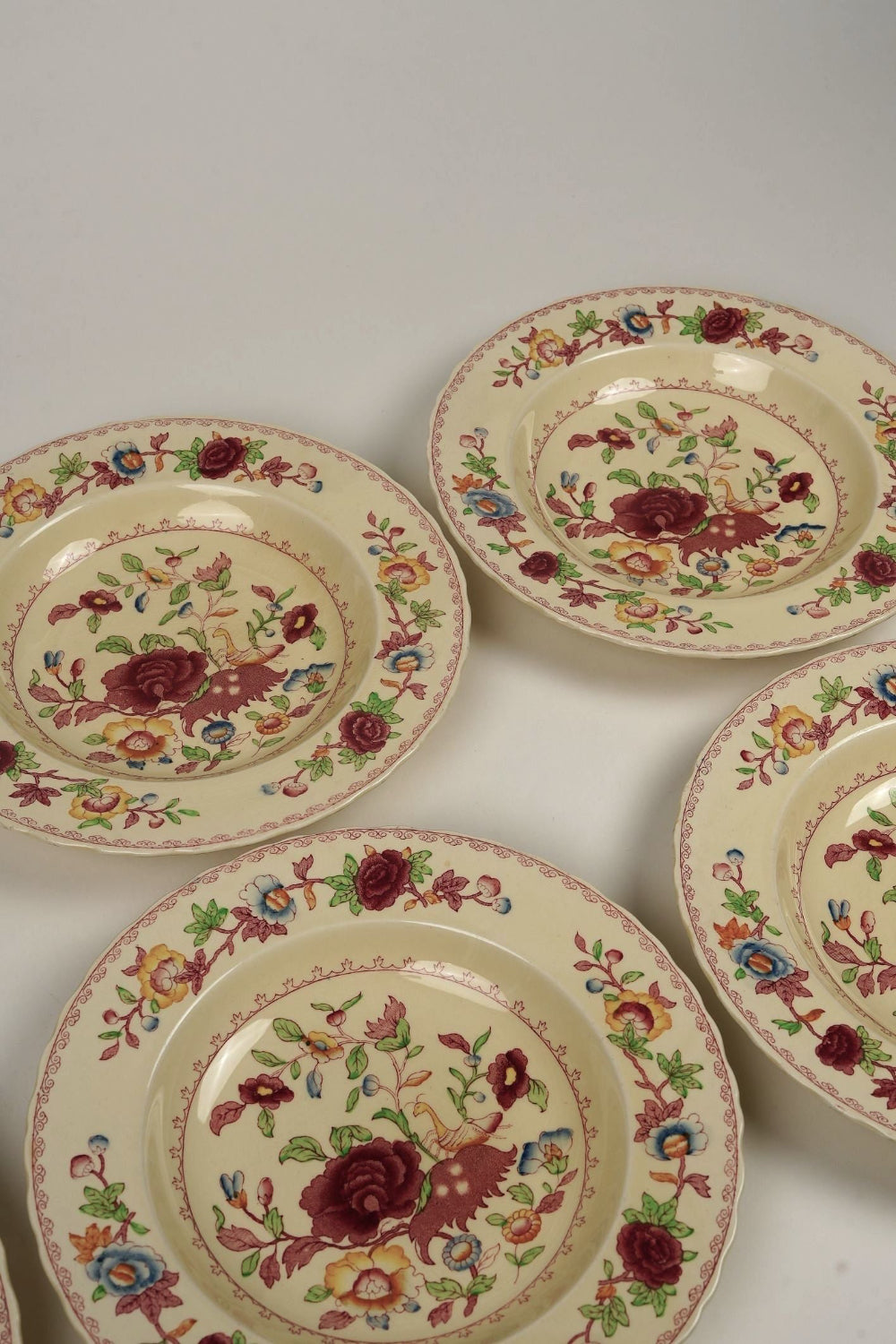 Preloved Set of 6 | Mason's Ironstone, Red 'Regency' Large Stew Bowls